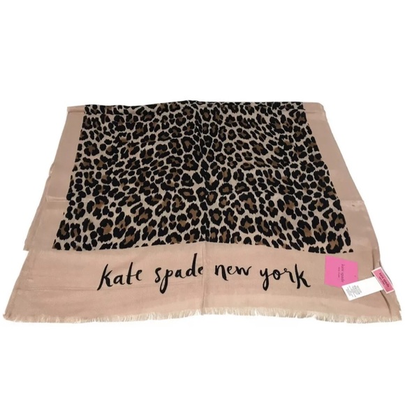 NWT Kate Spade Leopard Animal Print Fashion Large Scarf - Picture 6 of 6